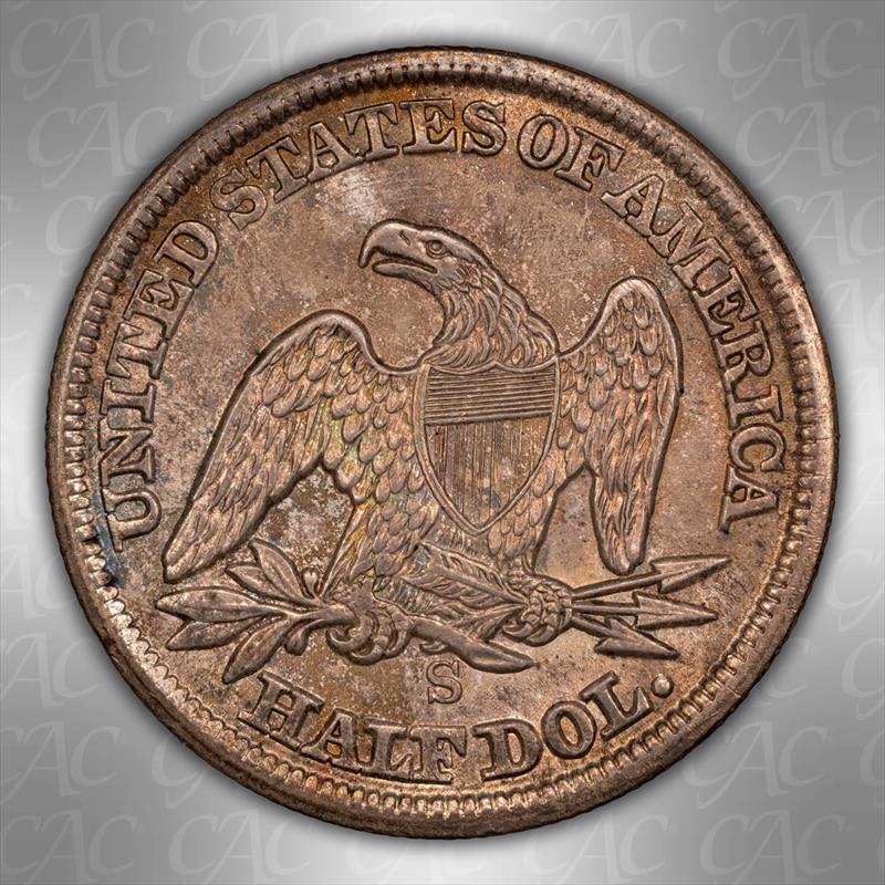 1862-S 50C CACG MS 64