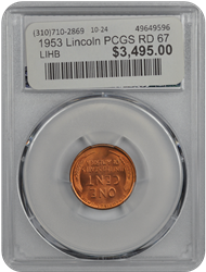 1953 Lincoln PCGS RD 67