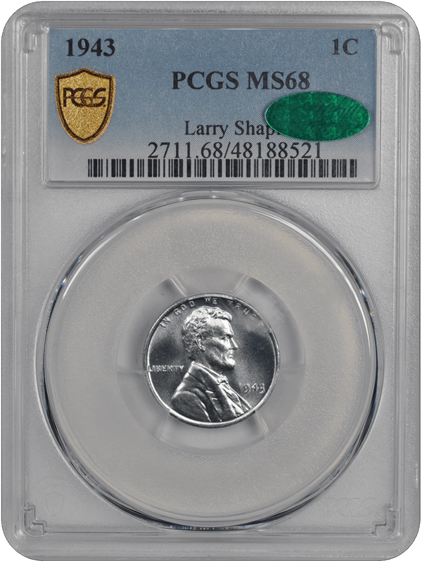 1943 Lincoln PCGS (CAC) MS 68 