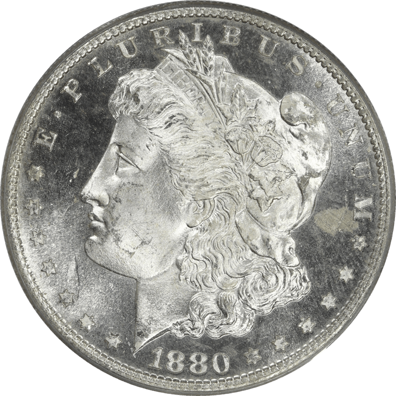 1880-S Morgan Silver Dollar $1, PCGS MS-65 PL - Frosty Devices, OGH  