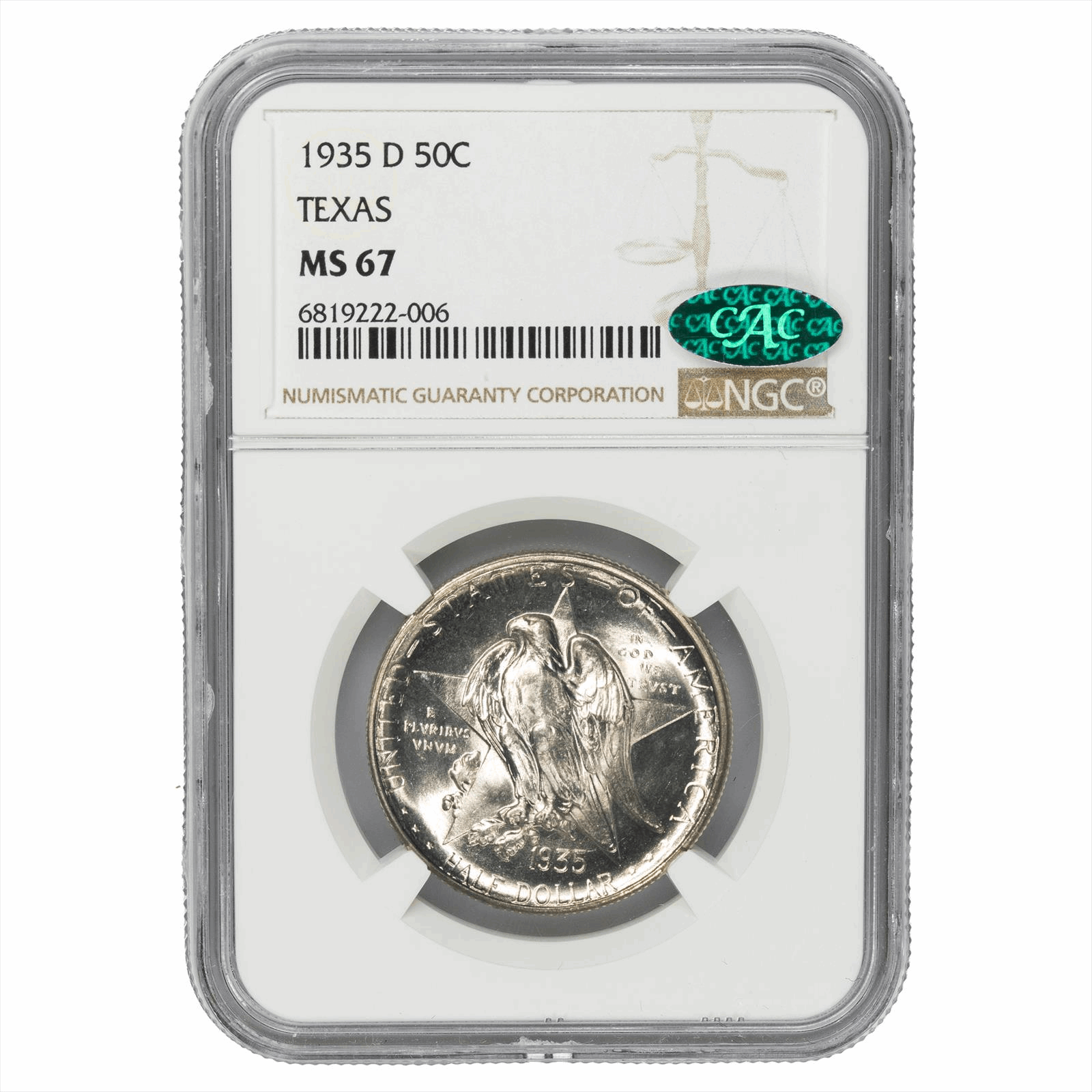 1935-D Texas Commemorative Half Dollar 50C NGC MS 67 CAC