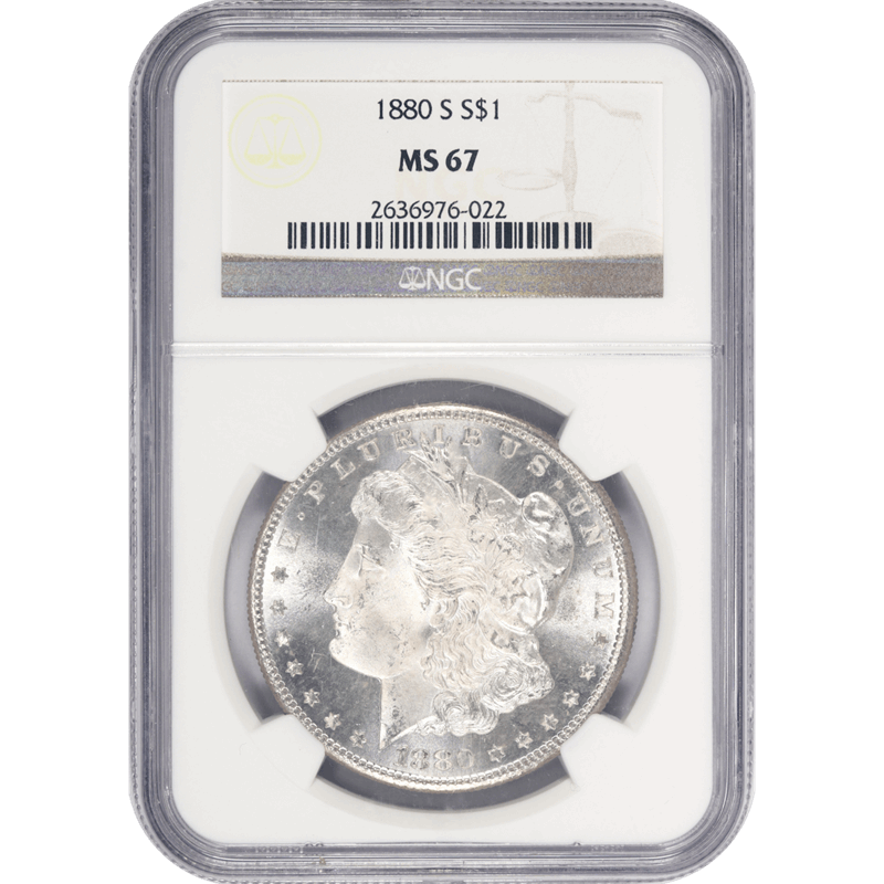 1880-S Morgan Silver Dollar NGC MS 67 Deep Satin like Strike PQ+ Coin