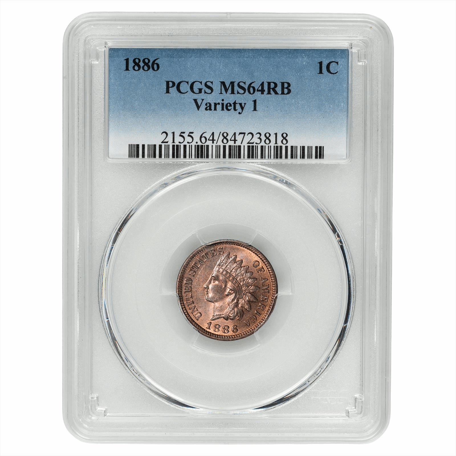 1886 Indian Head Cent 1C Variety 1 PCGS MS 64 RB
