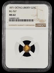 1871 OCTAG LIBERTY G25C BG-767 NGC MS62