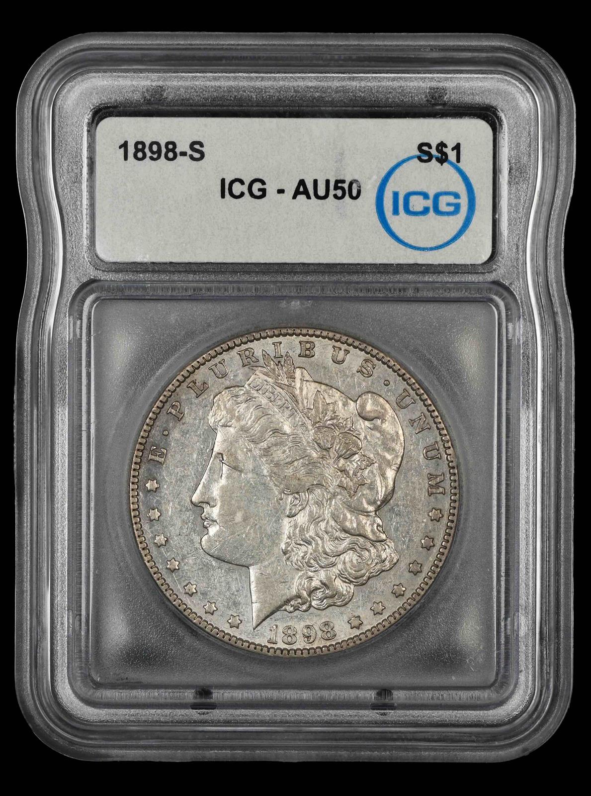 1898 S $1 ICG AU50