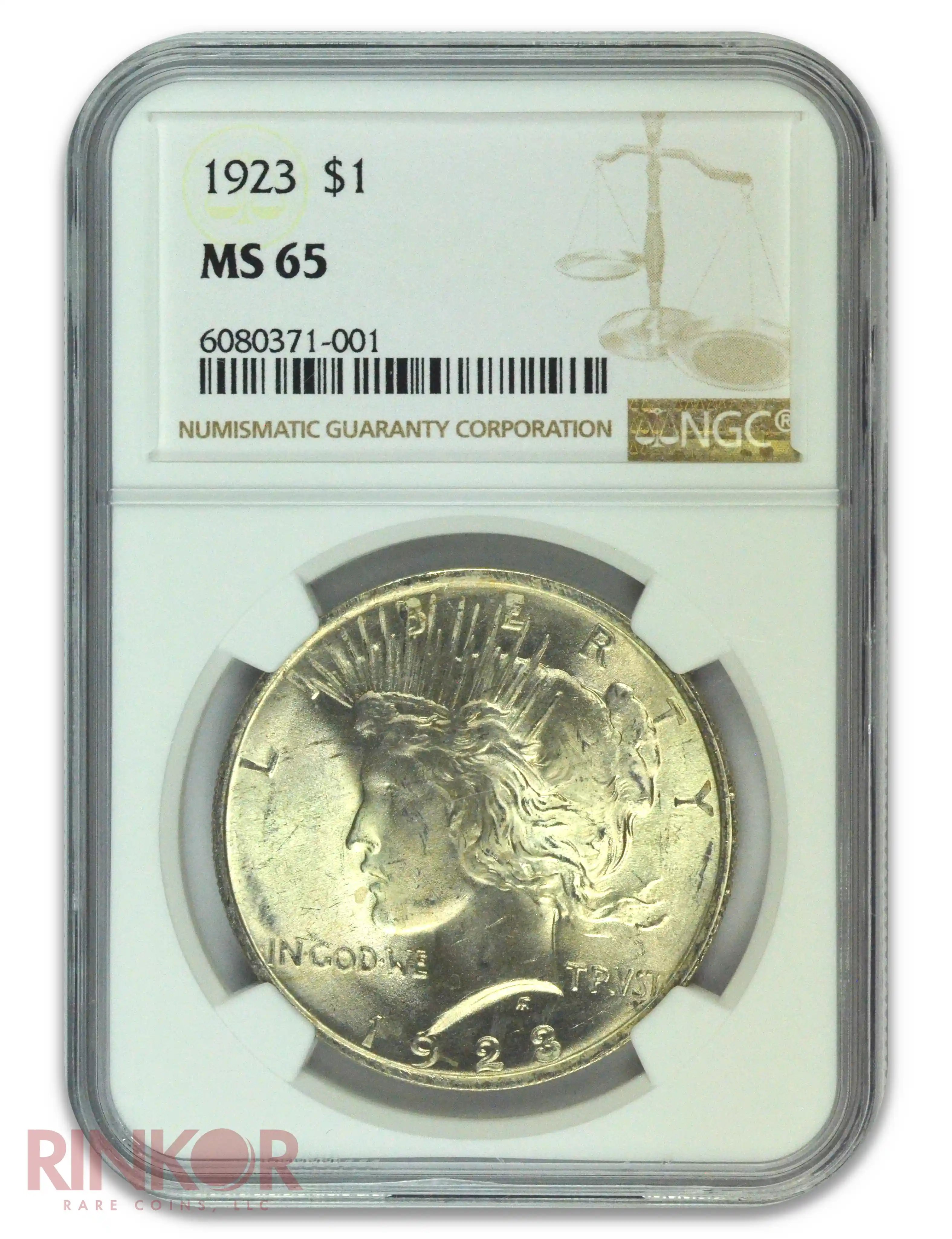 1923 $1 Peace Dollar NGC MS 65