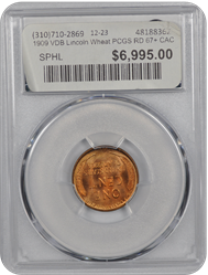 1909 VDB Lincoln PCGS CAC RD 67+ 