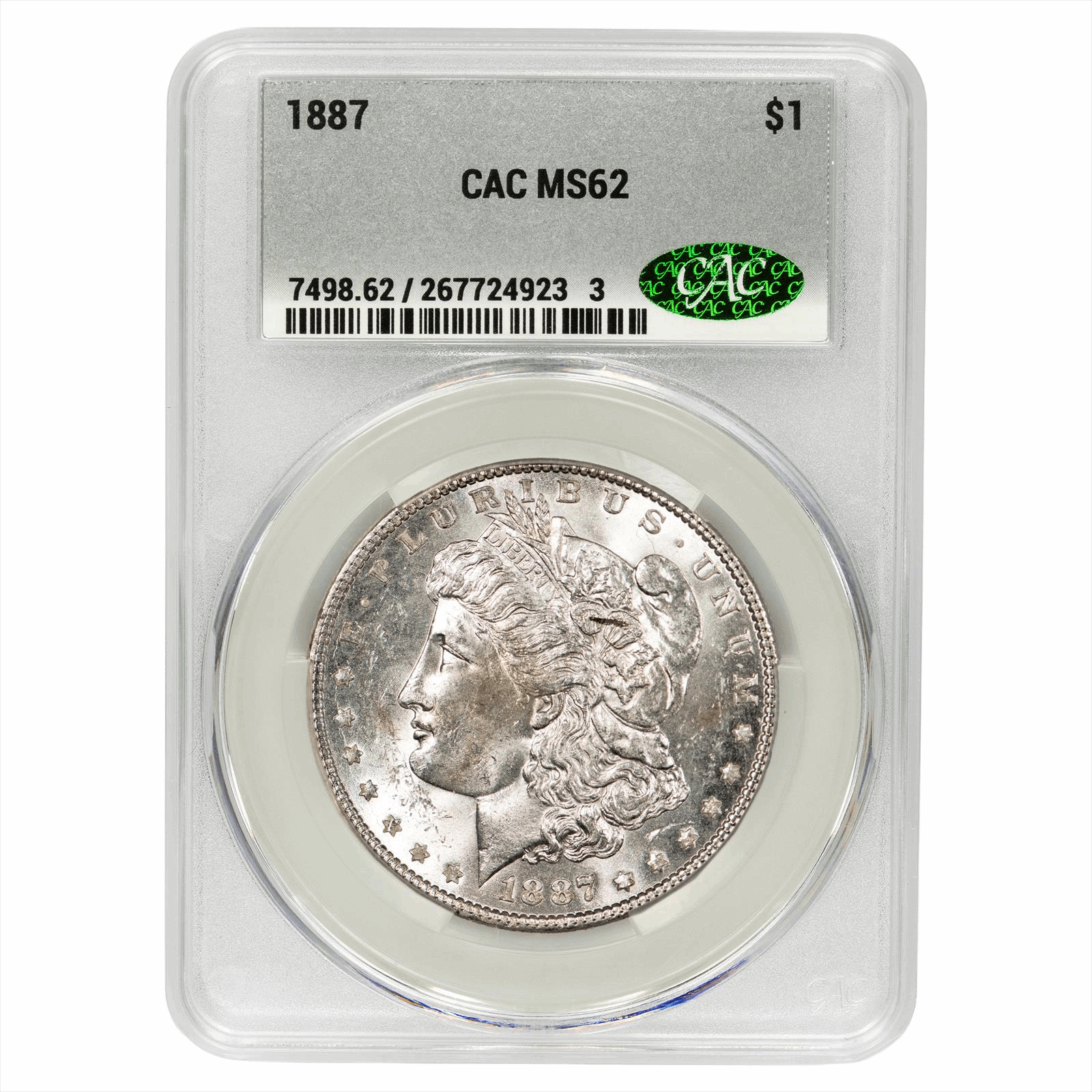 1887 Morgan Silver Dollar $1 CACG MS 62