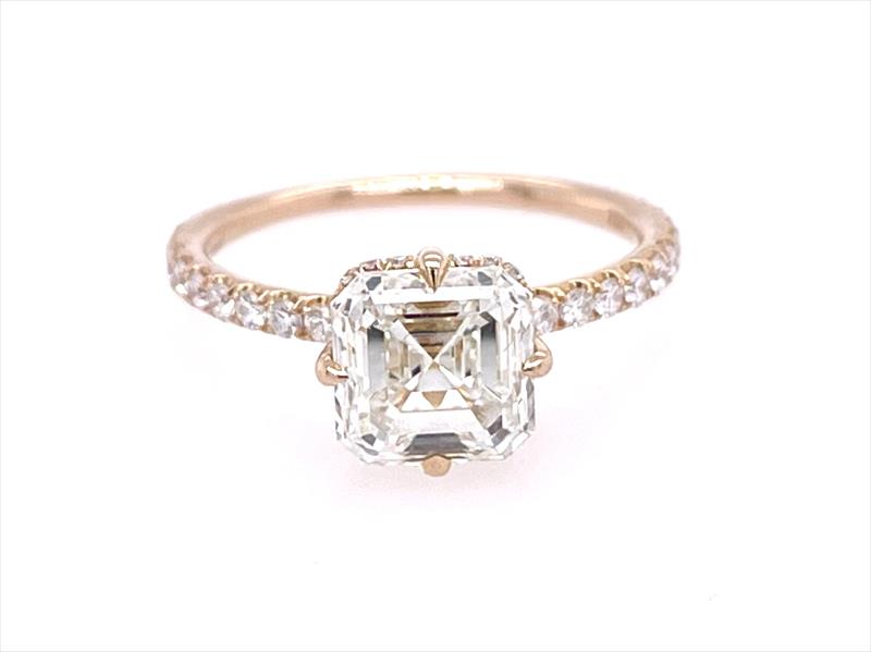 2.5ct Square Emerald Cut Diamond Engagement Ring in 18k Rose Gold 