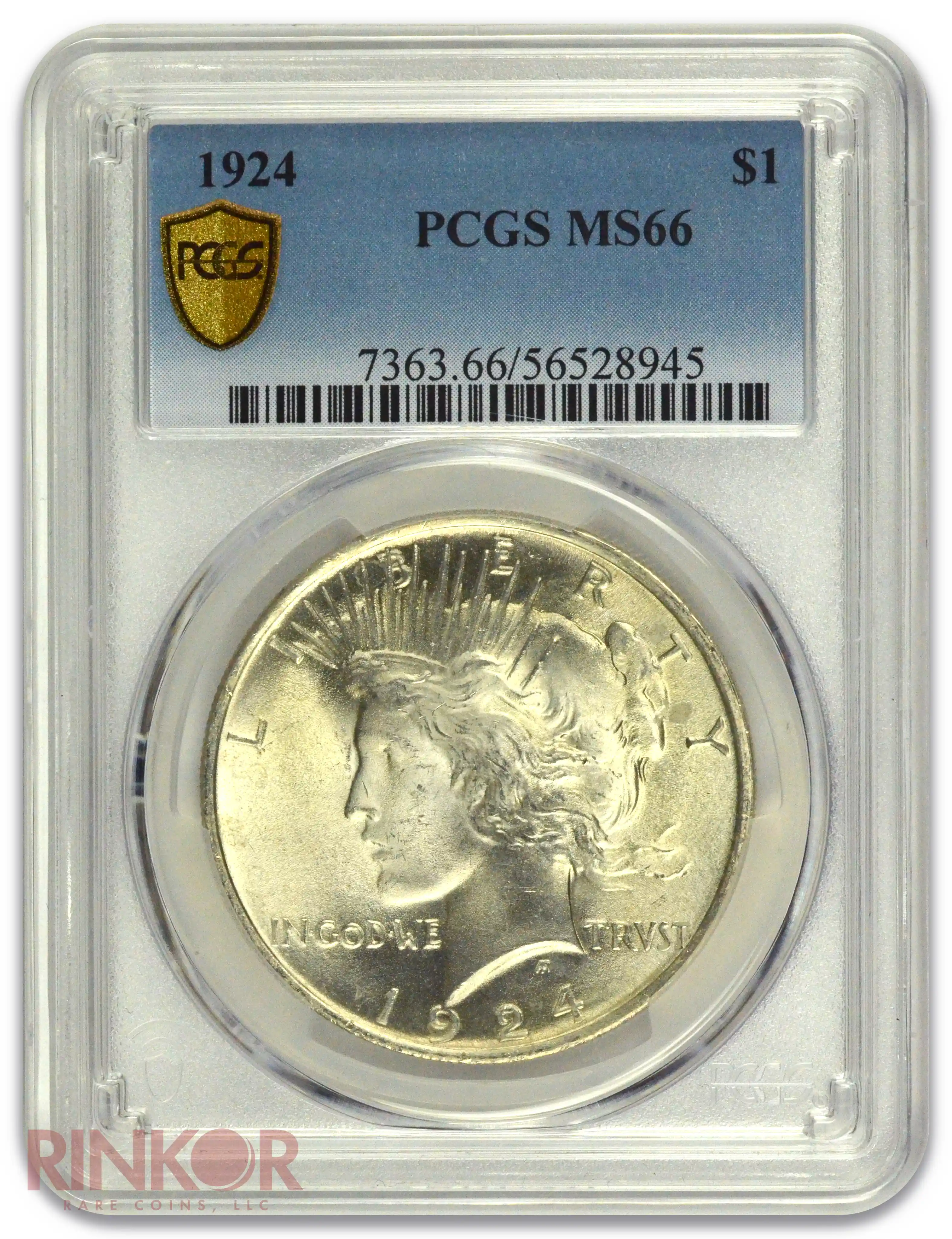 1924 $1 Peace Dollar PCGS MS 66
