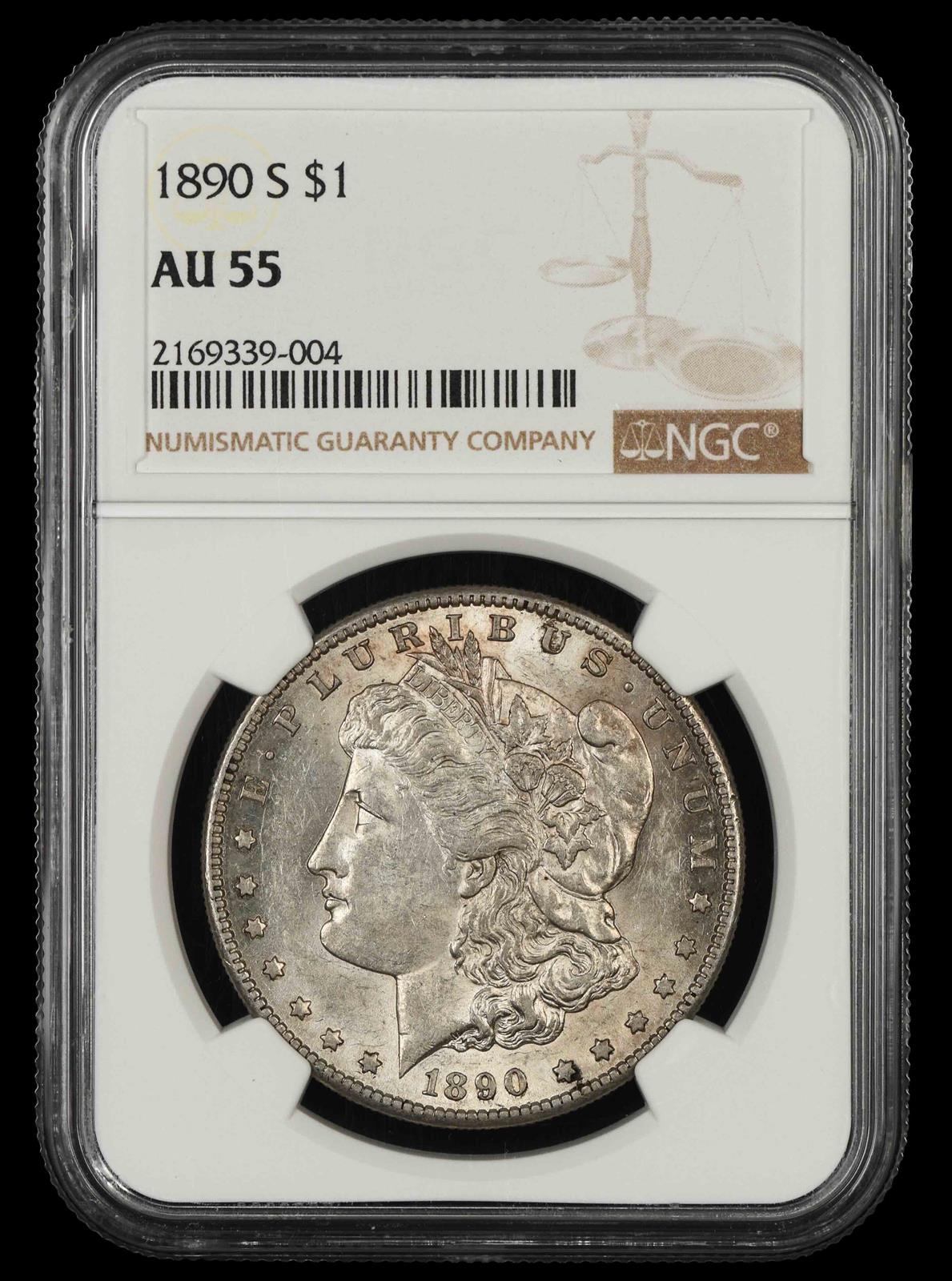 1890 S $1 NGC AU55