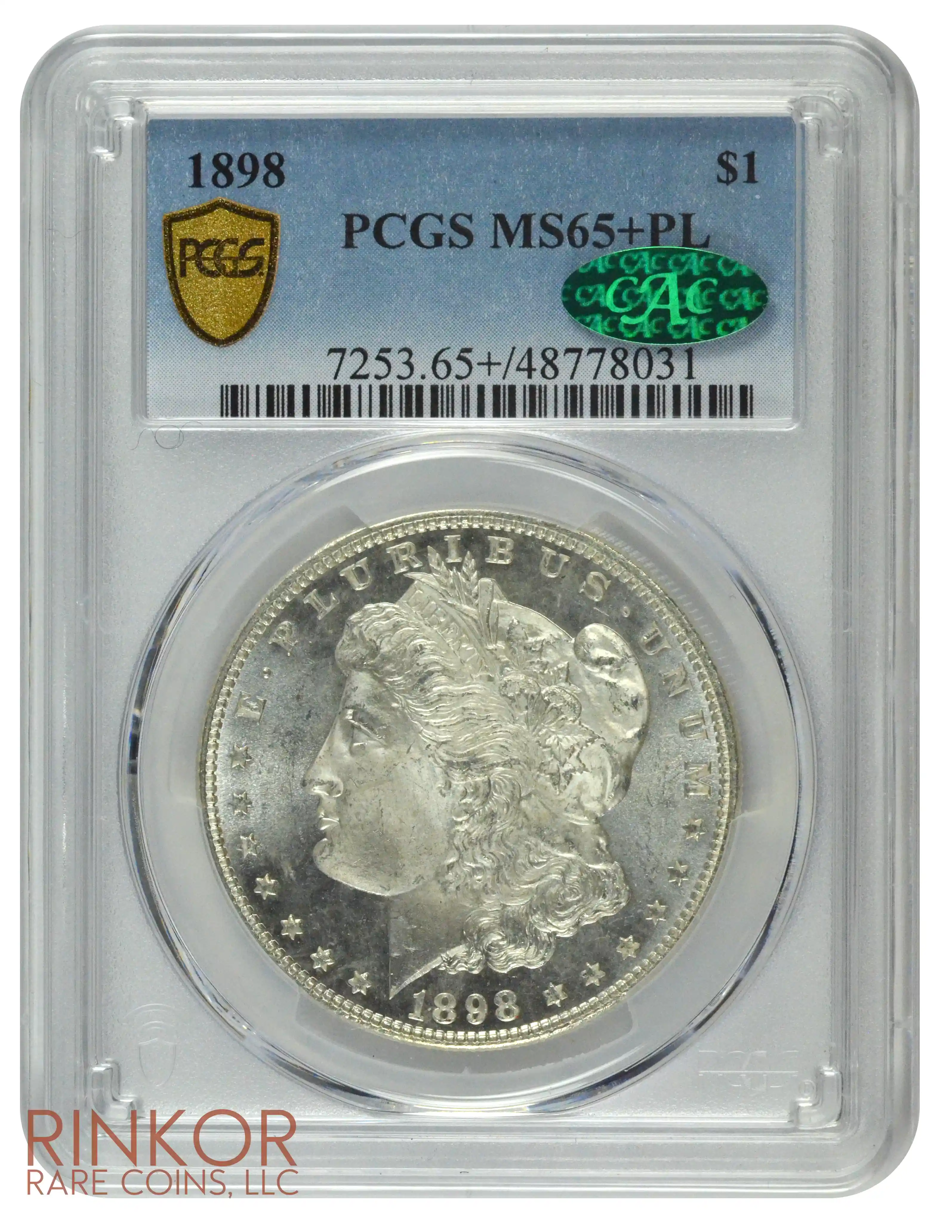 1898 $1 PCGS MS 65+ PL CAC