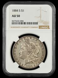 1884 S $1 NGC AU50