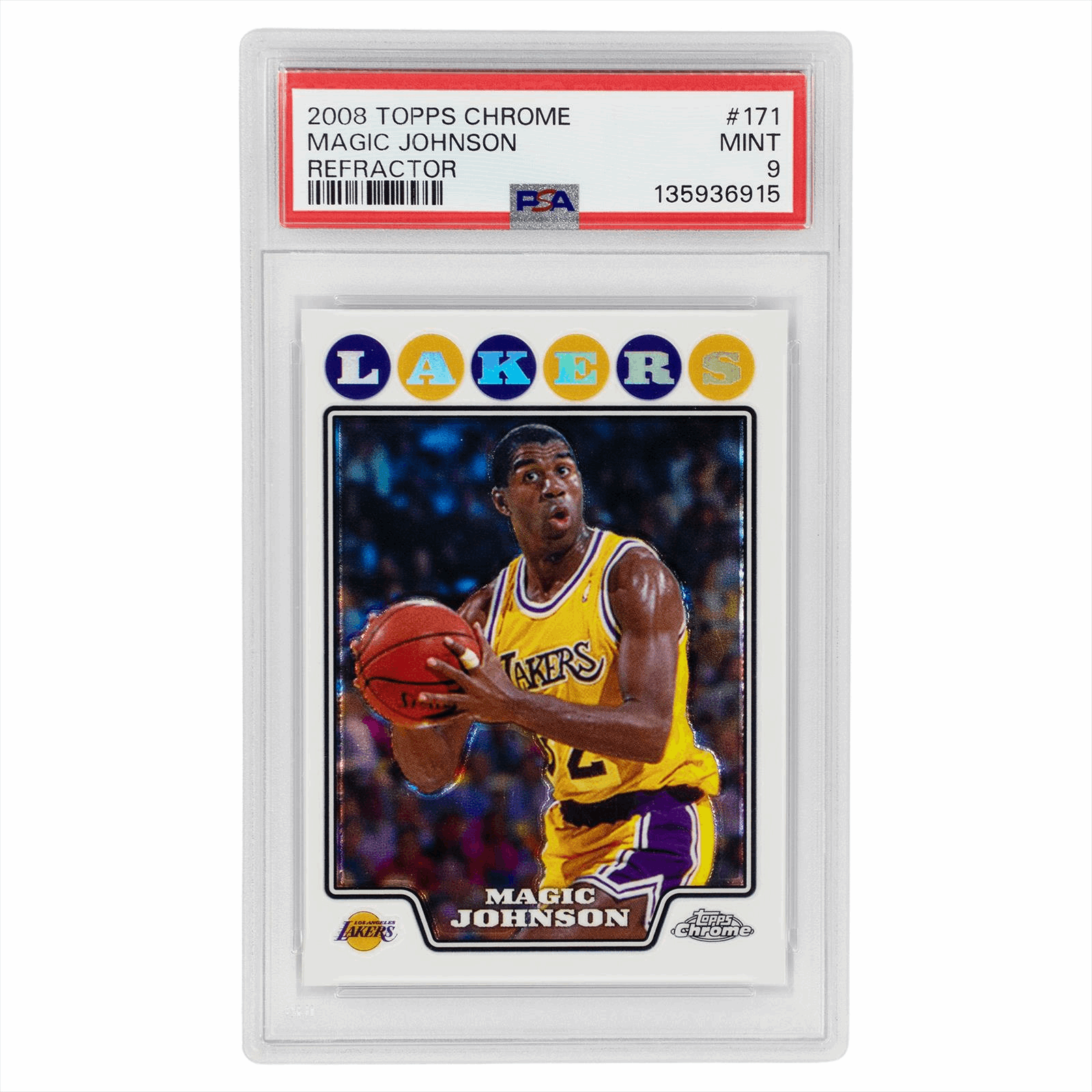 2008 Topps Chrome Magic Johnson Refractor #171 PSA MINT 9 Cert #135936915