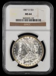 1887 O $1 NGC MS 64