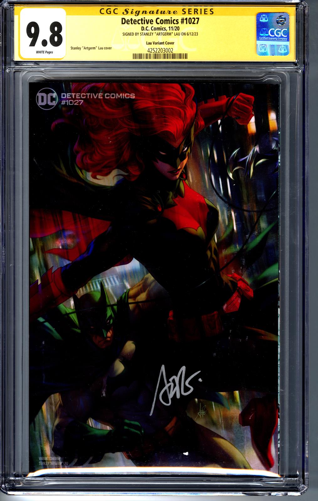 Detective Comics #1027 CGC 9.8 Signature Series Signed by Stanley Artgerm lau(Lau Variant Cover) 