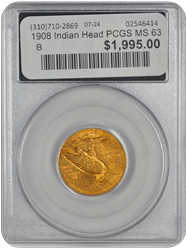 1908 Indian Head PCGS MS 63