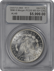 1896-S Morgan PCGS (CAC) MS 63+ 