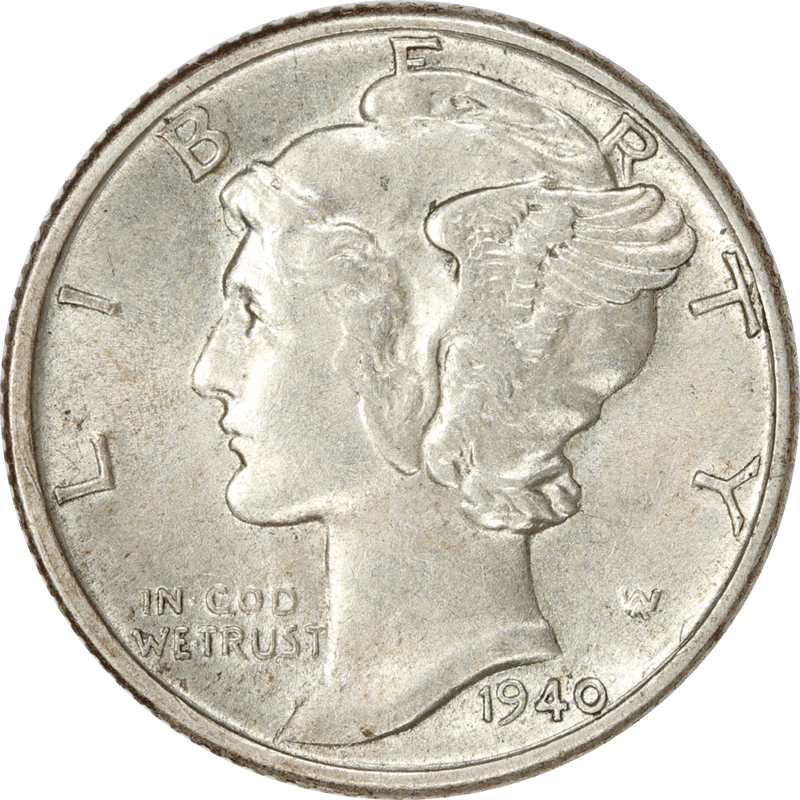 1940 Mercury Dime, 10c About Uncirculated
