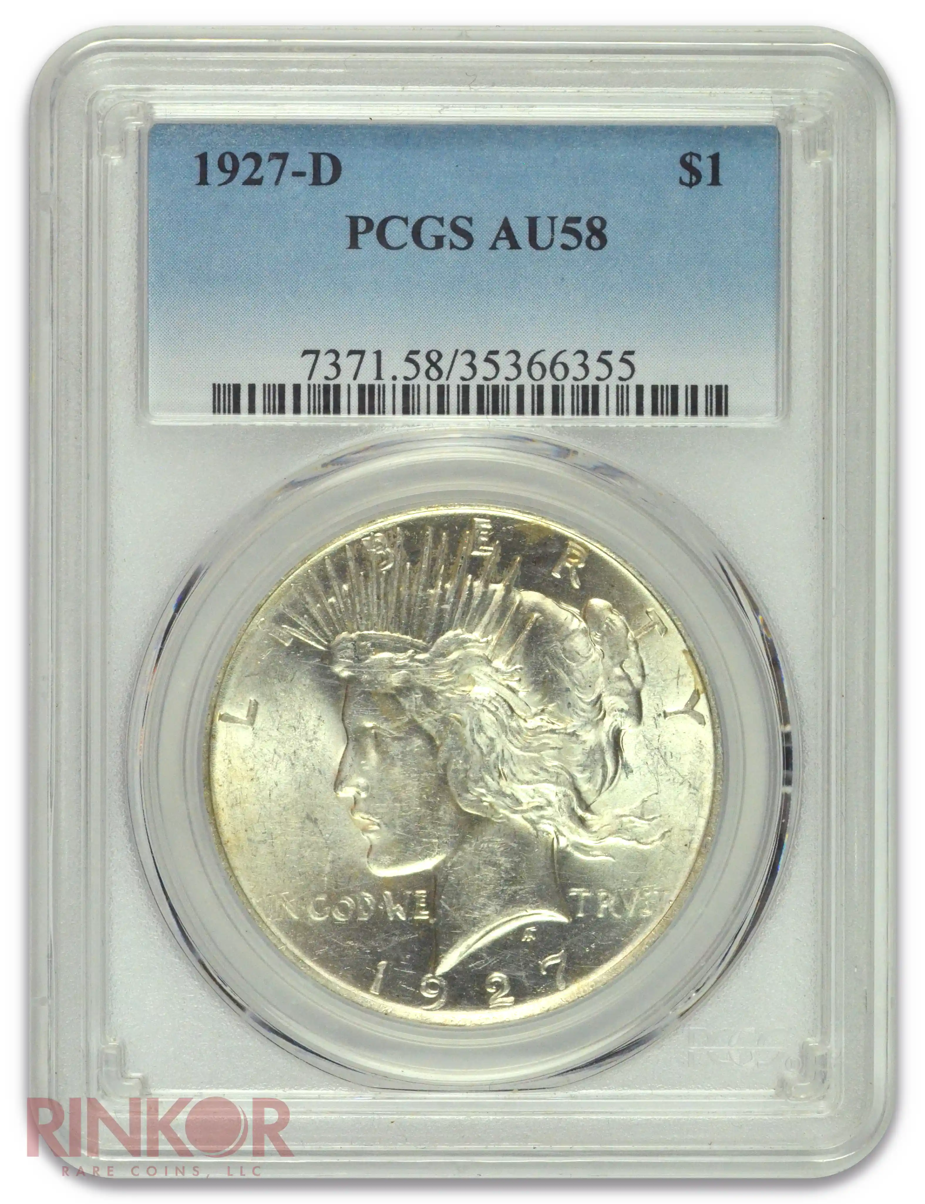 1927-D $1 Peace Dollar PCGS AU-58