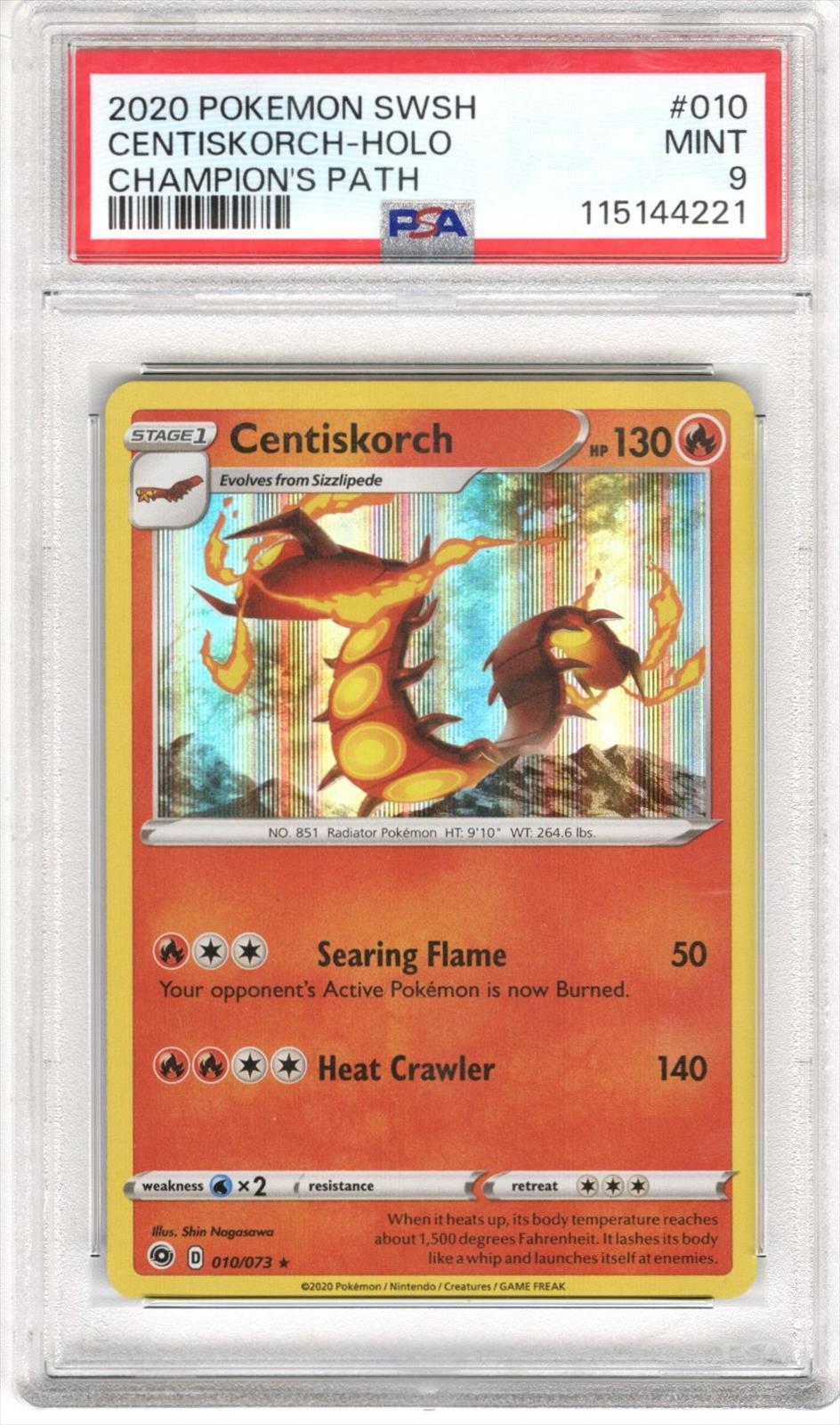 2020 Pokemon SWSH Champions Path Centiskorch Holo #010 PA MINT 9 