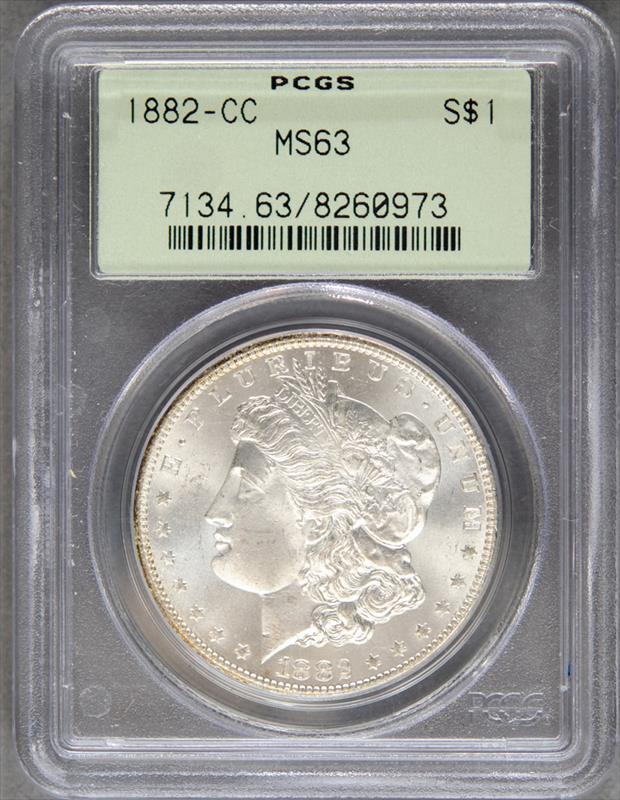 1882-CC $1 MORGAN  PCGS MS 63 OGH