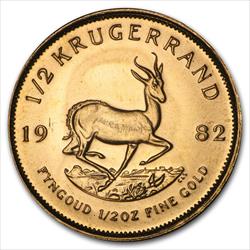1982 1/2oz. South African Gold Krugarrand 