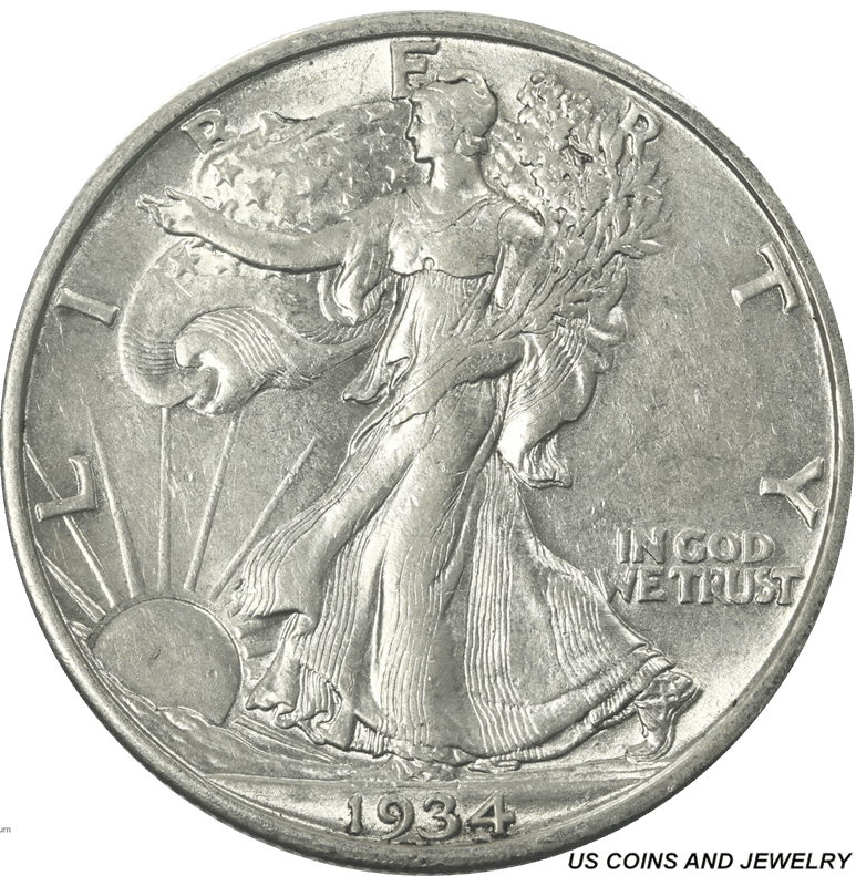 1934-S Walking Liberty Half Dollar 50C About Uncirculated AU