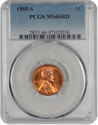 1955-S Lincoln PCGS RD 66