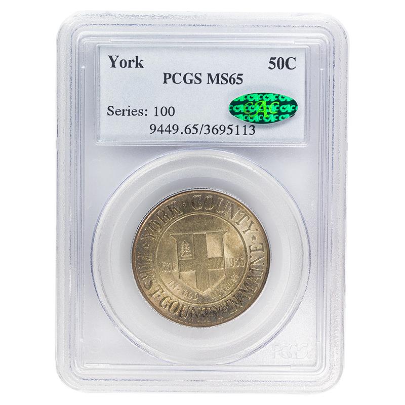 1936 York Classic Commemorative, 50C PCGS MS65 CAC Certified - Light Toning w/ Color