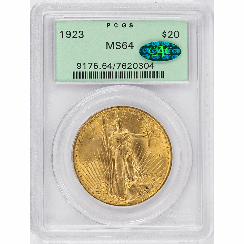 1923 $20 St. Gaudens Gold Double Eagle - PCGS MS64 CAC - OGH - Old Green Holder