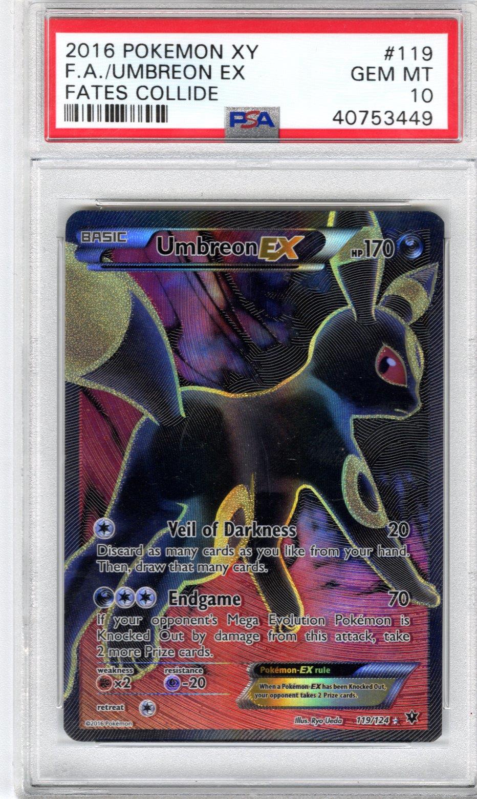 2016 Pokemon XY Fates Collide F.A./Umbreon Ex PSA GEM MT 10 