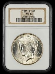 1923 S $1 NGC MS 63