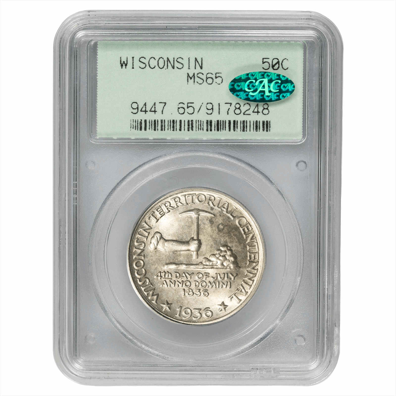 1936 Wisconsin Commemorative Half Dollar 50C PCGS MS 65 CAC