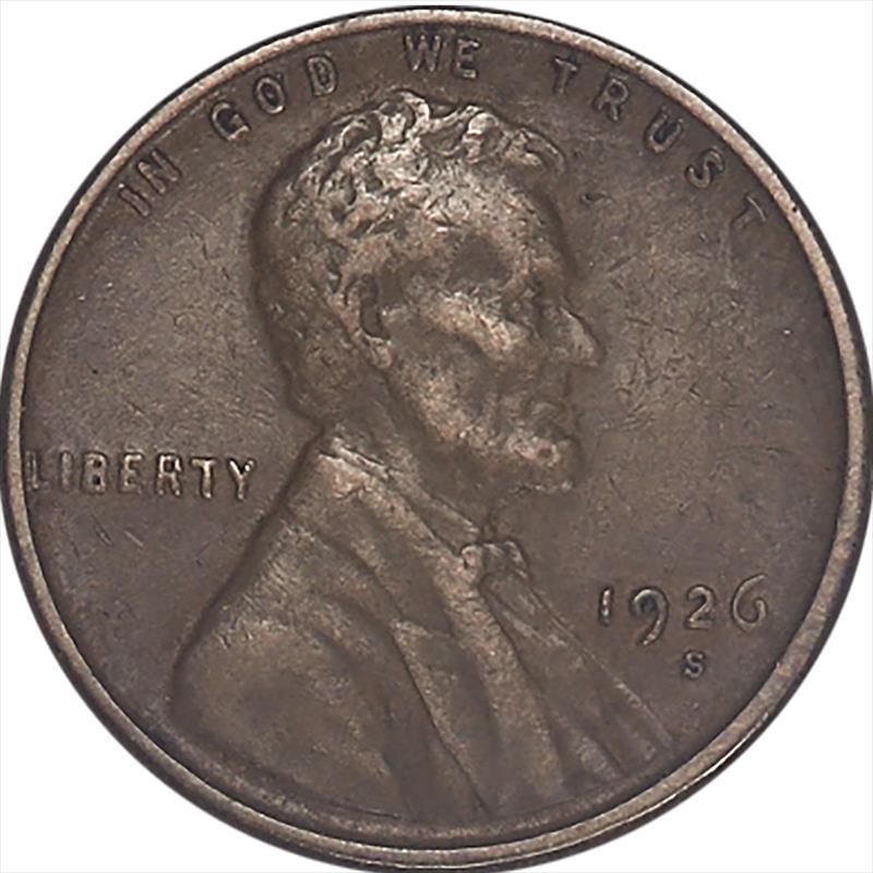 1926-S Lincoln Wheat Cent, 1c Circulated Extra Fine - Nice Coin