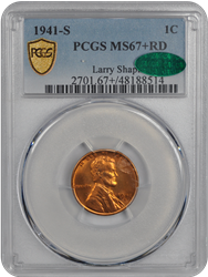 1941-S Lincoln PCGS (CAC) RD 67+ 