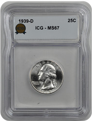 1939-D Quarter  ICG  MS 67