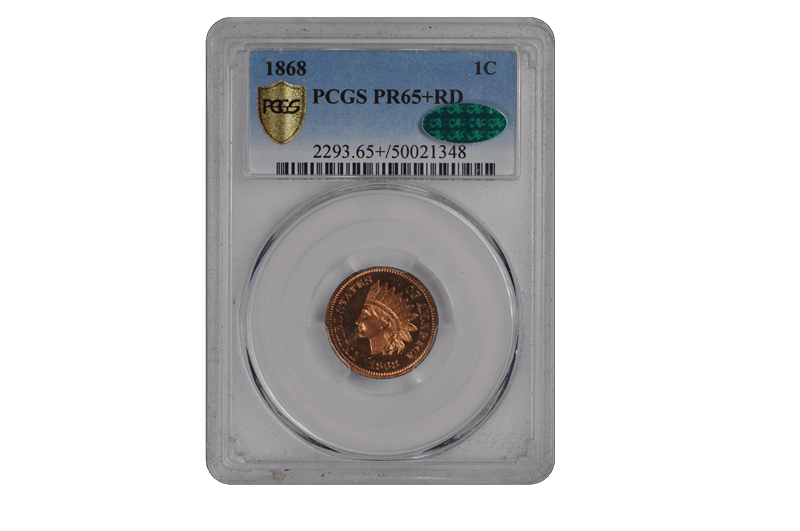 1868 1C Indian Cent - Type 3 Bronze PCGS RD (CAC) #3532-6 PR65+