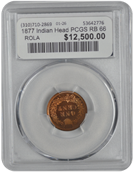 1877 Indian Head PCGS RB 66