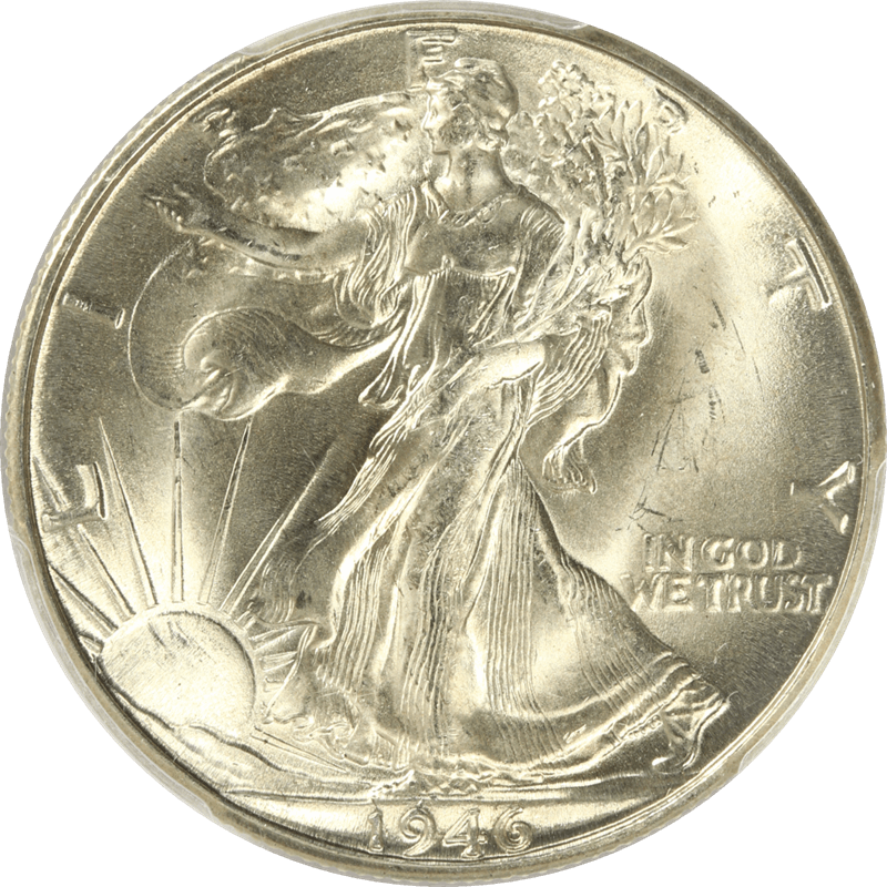 1946-D Walking Liberty 50c, PCGS MS 65 - Nice Lustrous Coin