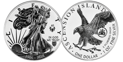 1986-2026 $1 1oz. Ascension Island Tribute American Silver Eagle, Dual-Dated, Reverse Proof in OGP 