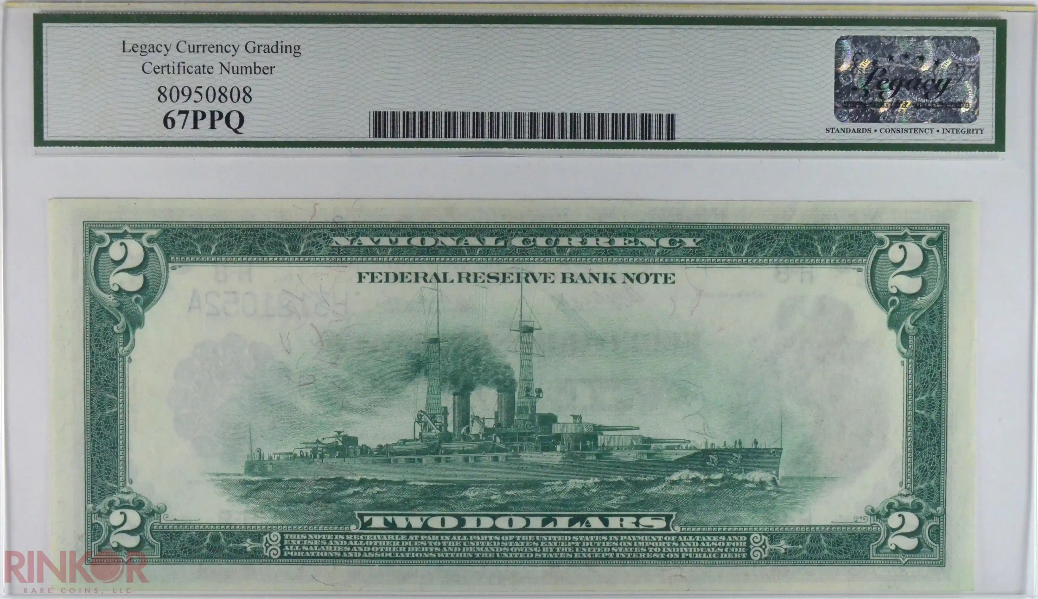 1918 $2 Fr. 771 St. Louis Federal Reserve Bank Note LCG CU 67 PPQ