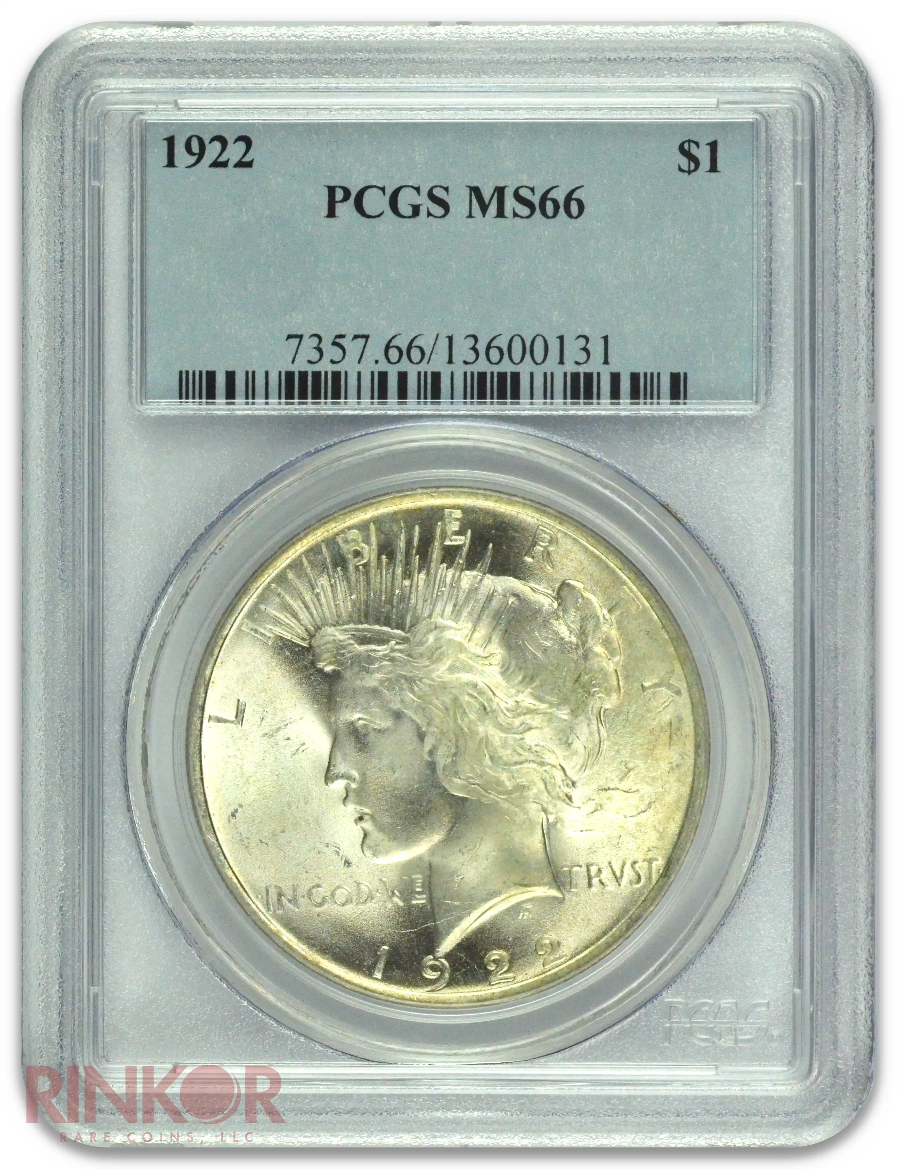 1922 $1 Peace Dollar PCGS MS 66