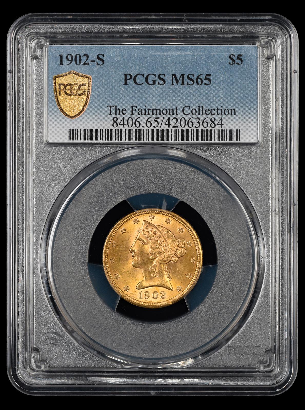 1902 S $5 PCGS The Fairmont Collection MS65