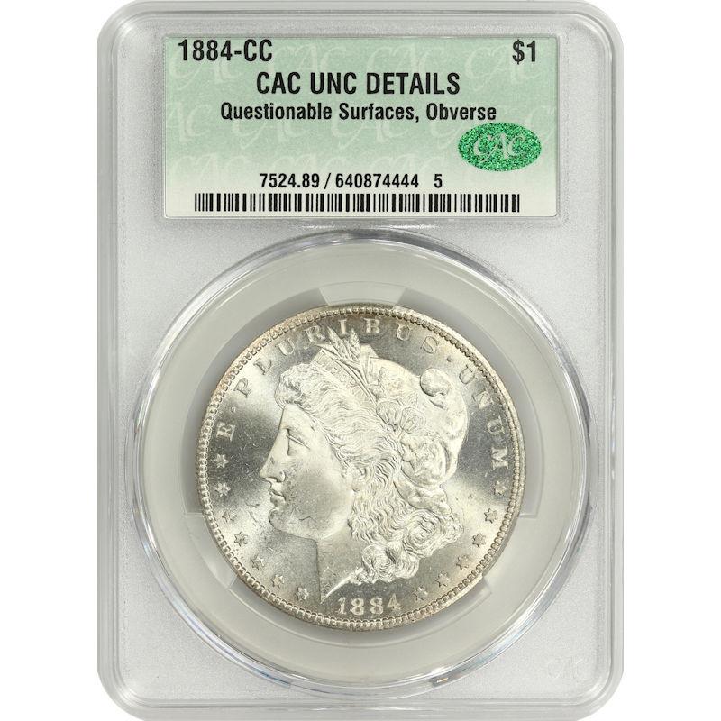 1884-CC Morgan Dollar $1 CAC UNC DETAILS