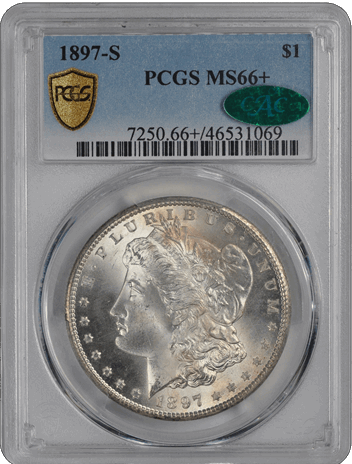 1897-S $1 Morgan Dollar PCGS  (CAC) #3669-13 MS66+