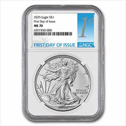 2025 $1 1oz. American Silver Eagle, FDI, MS70, NGC 