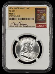 1954 Bugs Bunny 50c FS-402 Bill Fivaz Signature Label NGC  MS64