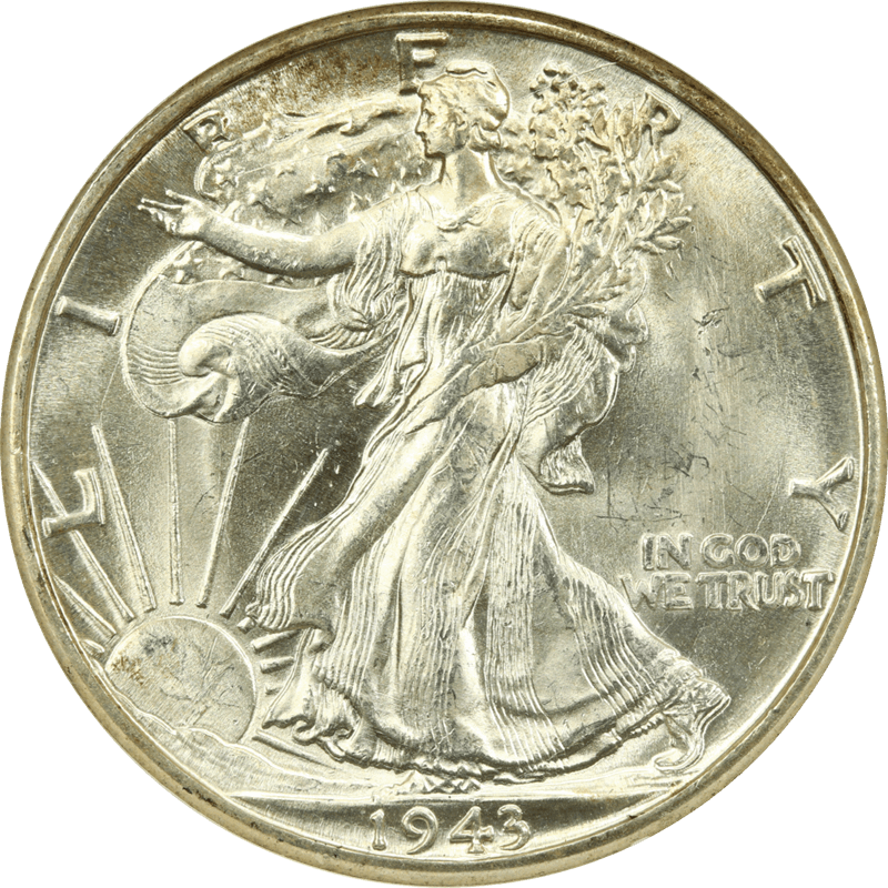 1943-D Walking Liberty Half Dollar 50c, NGC MS 64 CAC - Nice Luster