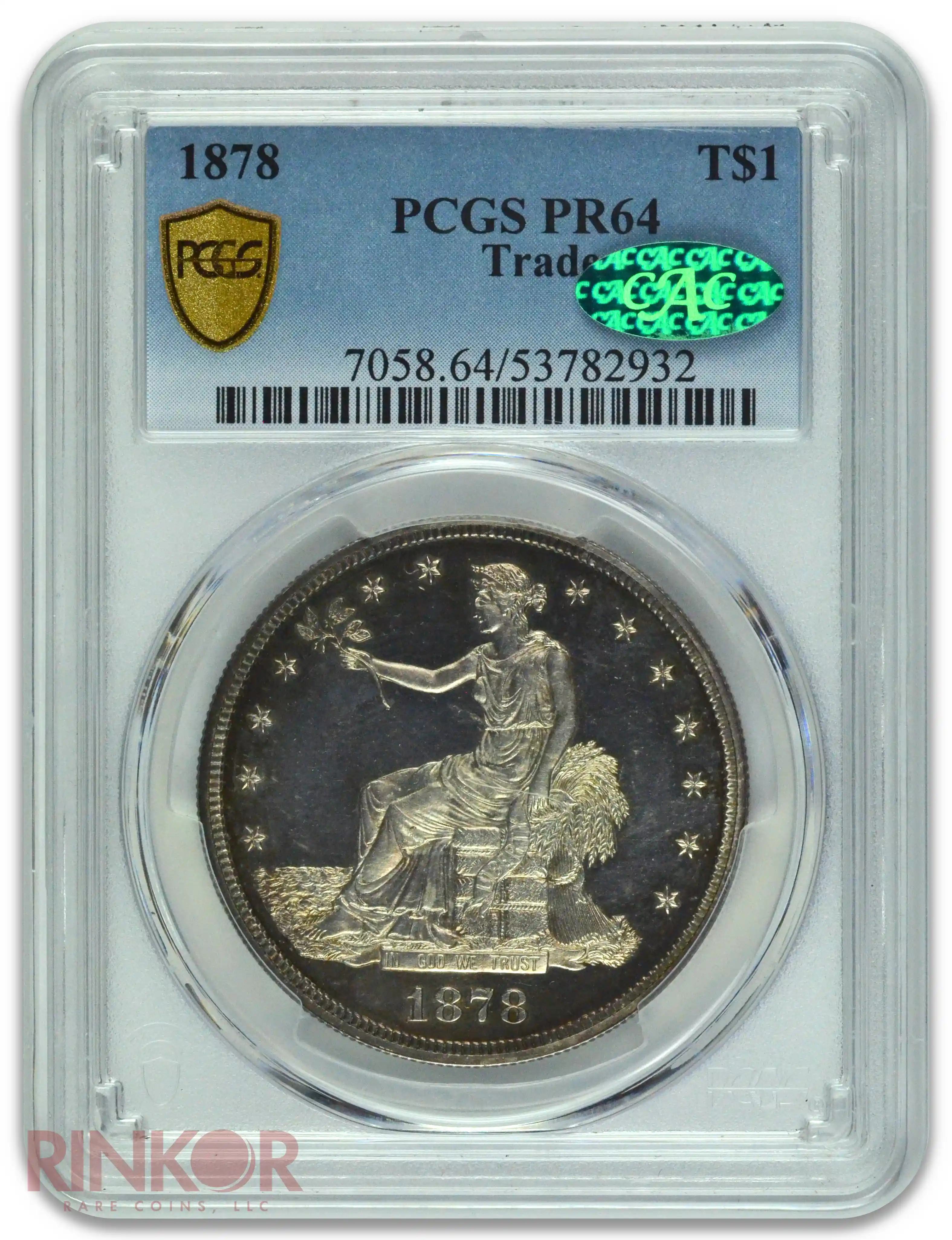 1878 $1 Trade Dollar PCGS PR 64 CAC